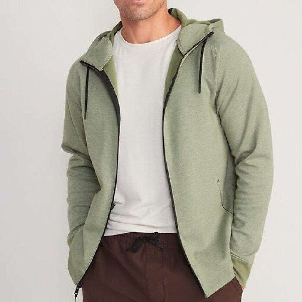 Old Navy Dynamic Fleece Hoodie Jacket Mens 2XL XXL Green Full Zip Athletic Z05D